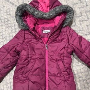 Calvin Klein Jeans Toddler Girl Vibrant Pink Puffer Jacket size 3T